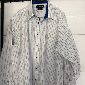 Paul Fredrick White Dress Shirt With Dots 17 1/2 x 34